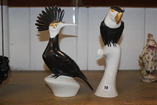 Royal Dux tucan & hoopoe